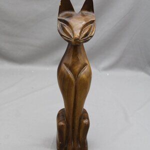 Vintage Tiki Figurine - Classic Tiki Cat - Wooden Figurine